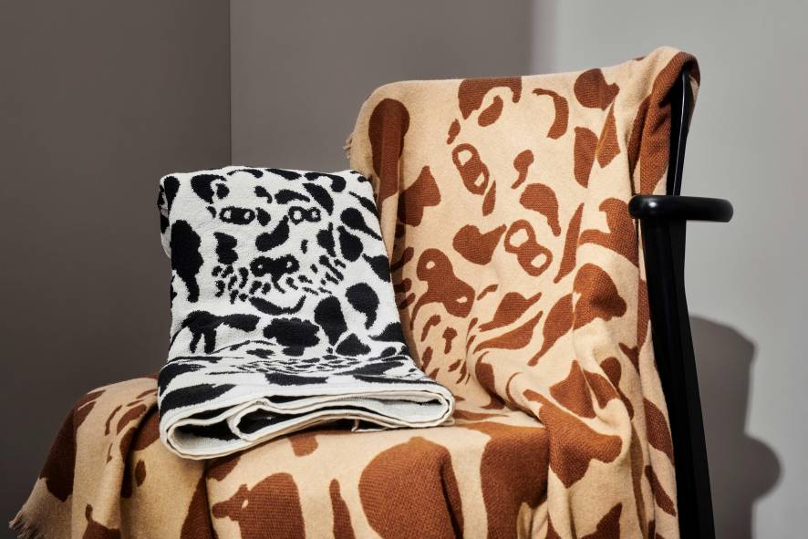 Kreta koper alias Iittala Oiva Toikka plaid cheetah zwart-wit | Flinders